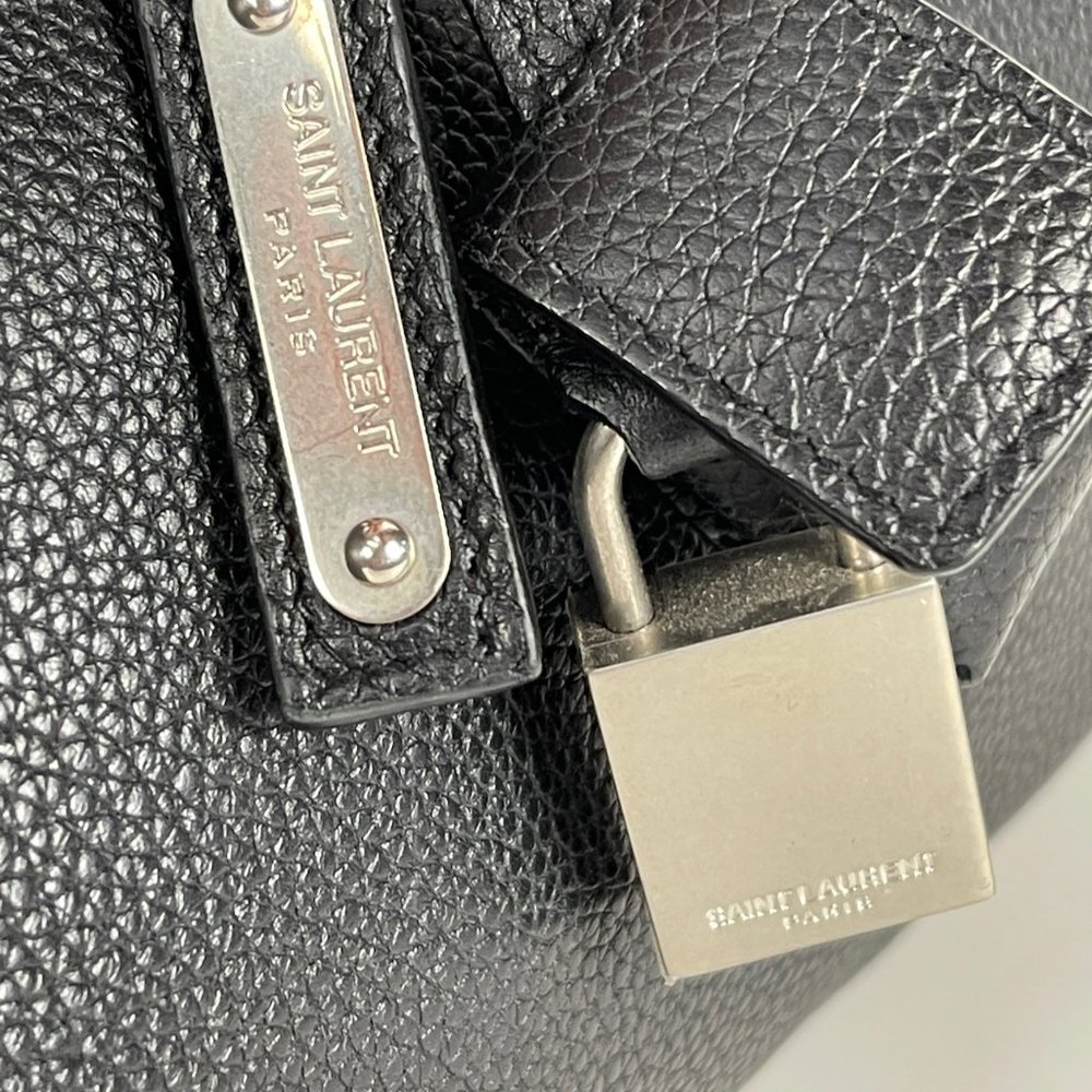 Saint Laurent Black Grain Leather Tote - Picture 10 of 12